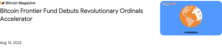 Saved reference listing: Bitcoin Frontier Fund Debuts Revolutionary Ordinals Accelerator